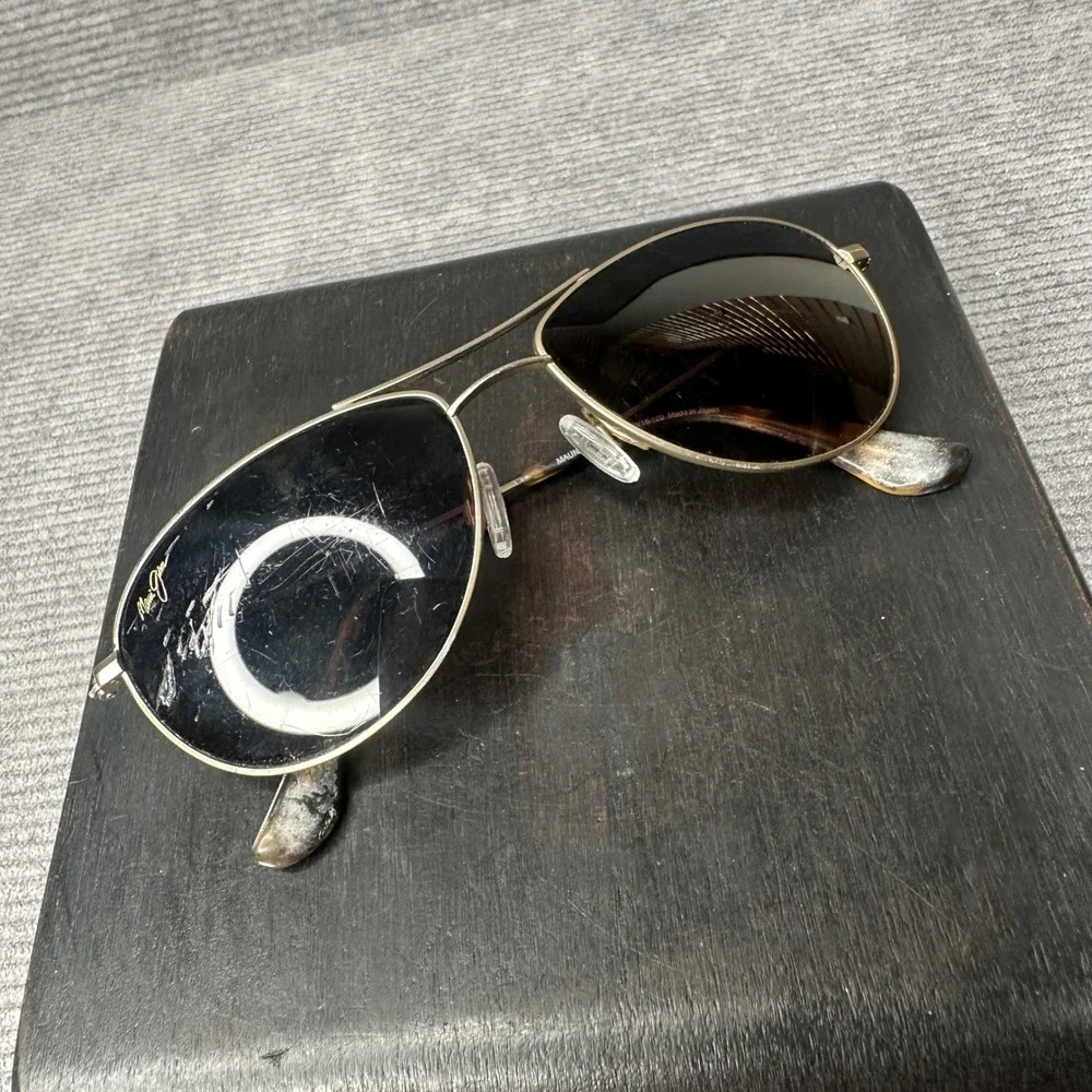 Maui Jim Baby Beach MJ-245-41M Gold Titanium Aviator y2k Sunglasses Polarized 56